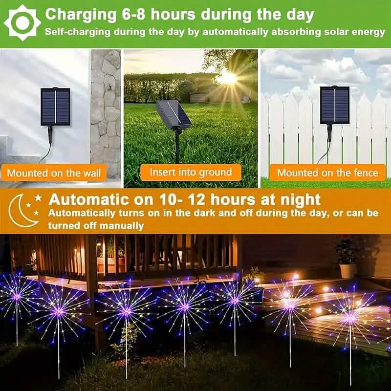 60 LED Multicolor Outdoor Solar Powered Firework Lights DailySale