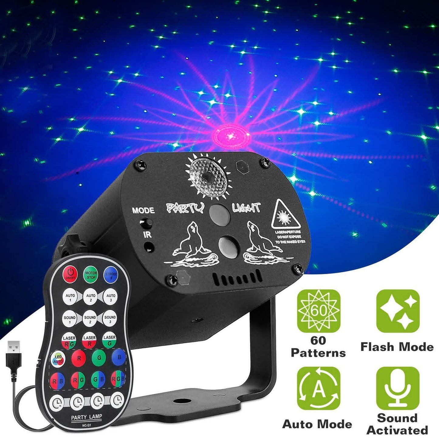 60 Pattern Laser Stage Light Sound DailySale