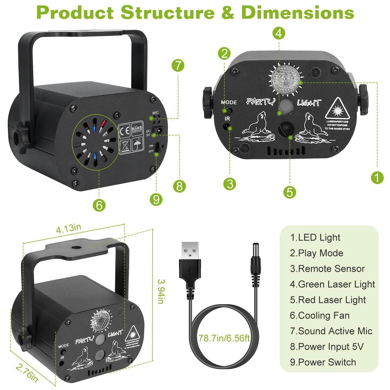 60 Pattern Laser Stage Light Sound DailySale