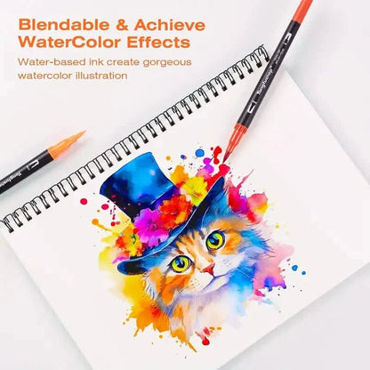 60-Piece Set: Dual Tip Brush Marker Set with Brush & Fineliner Pens DailySale
