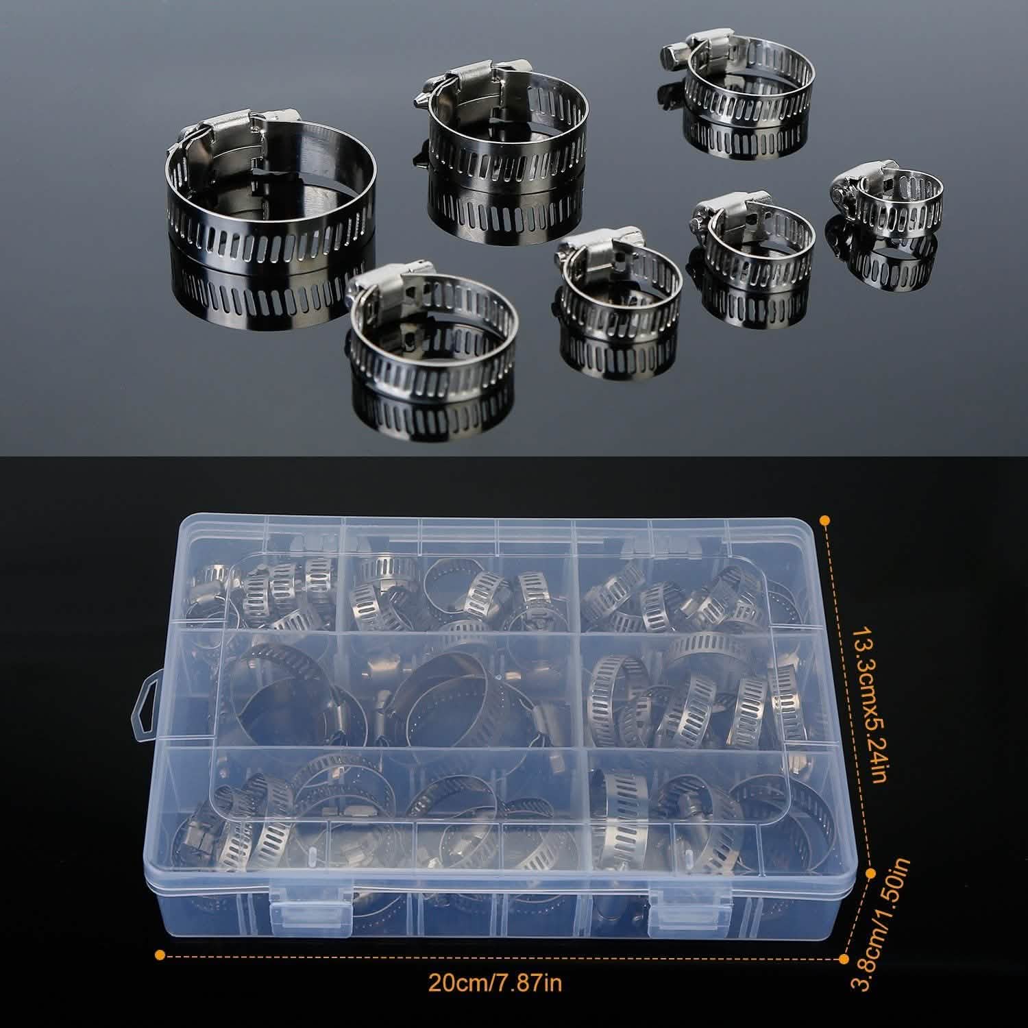 60-Pieces: Hose Clamp Stainless Steel Adjustable Worm Gear DailySale