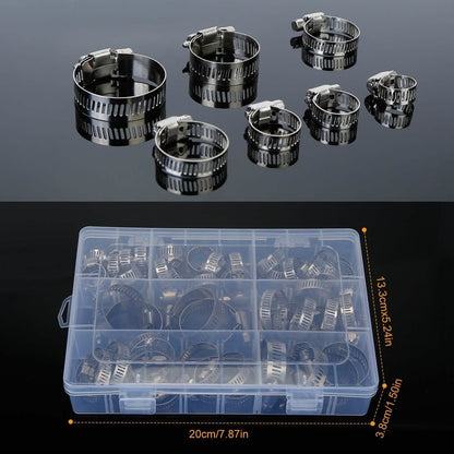 60-Pieces: Hose Clamp Stainless Steel Adjustable Worm Gear DailySale