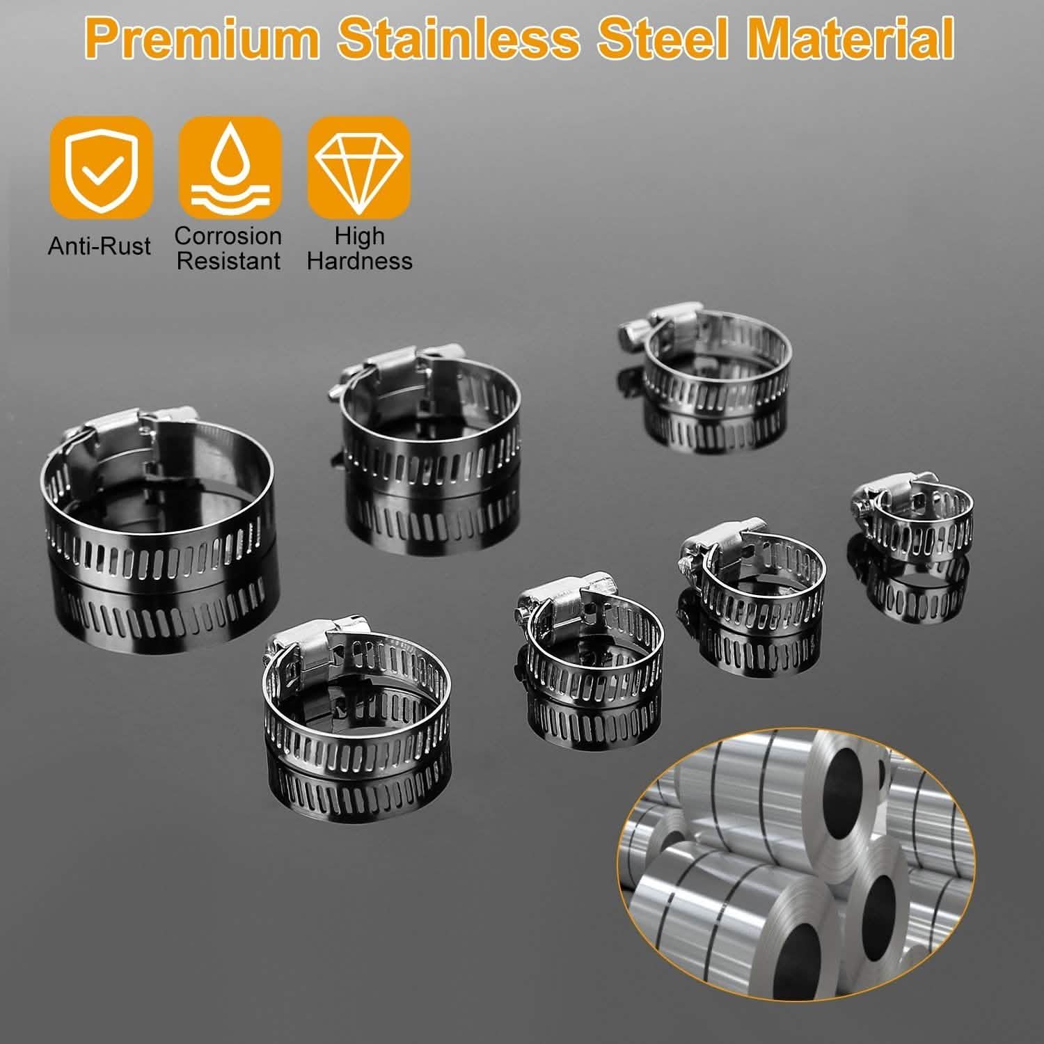 60-Pieces: Hose Clamp Stainless Steel Adjustable Worm Gear DailySale