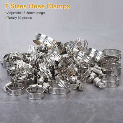 60-Pieces: Hose Clamp Stainless Steel Adjustable Worm Gear DailySale