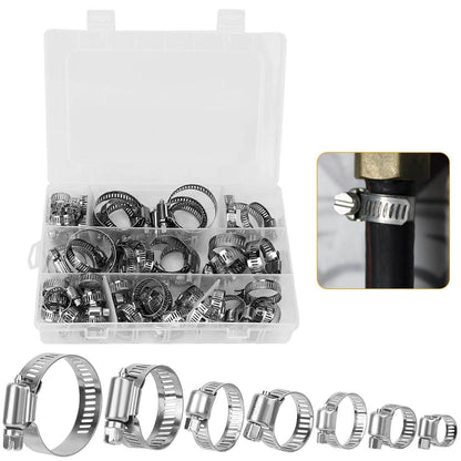 60-Pieces: Hose Clamp Stainless Steel Adjustable Worm Gear DailySale