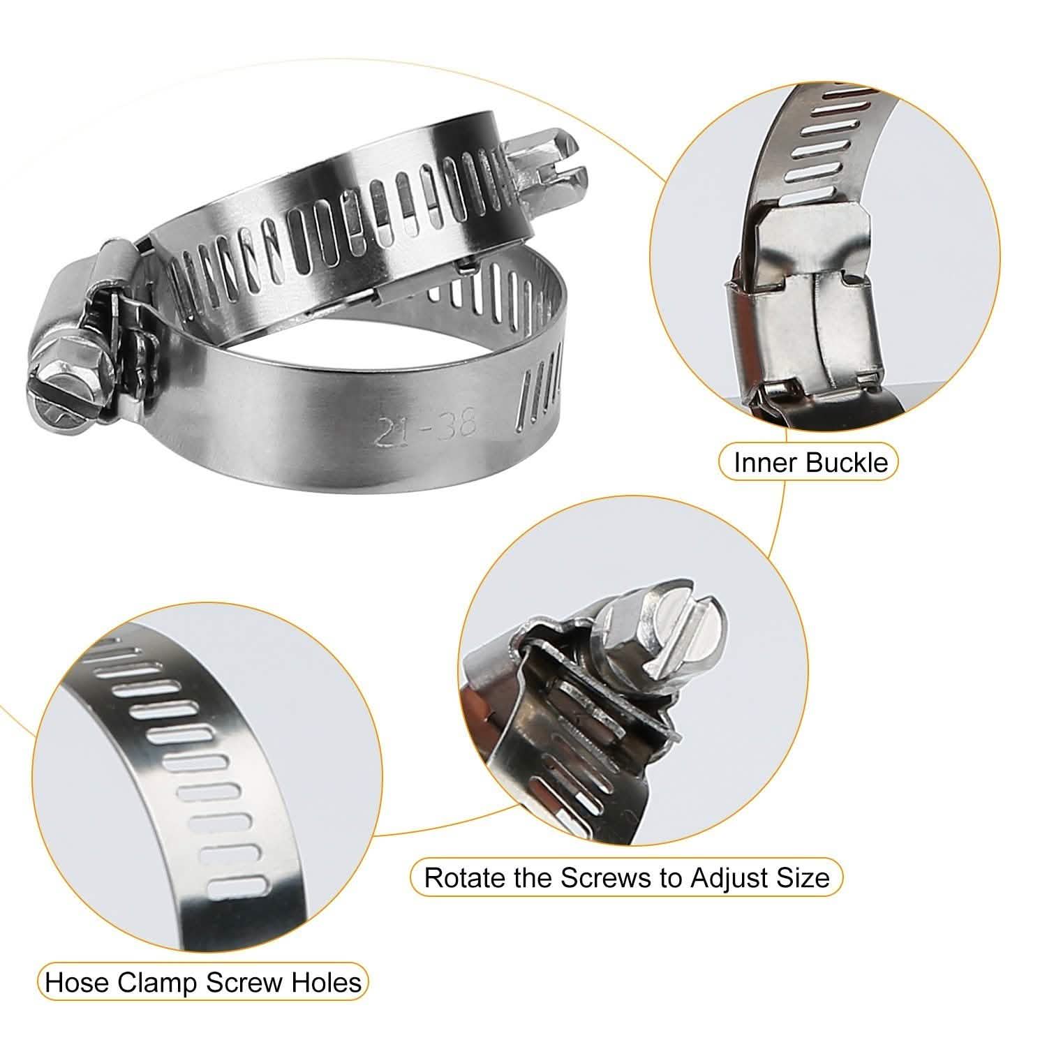 60-Pieces: Hose Clamp Stainless Steel Adjustable Worm Gear DailySale