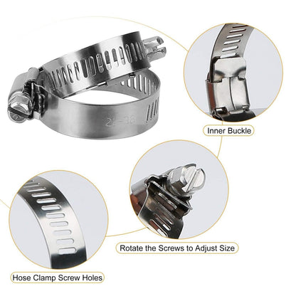 60-Pieces: Hose Clamp Stainless Steel Adjustable Worm Gear DailySale