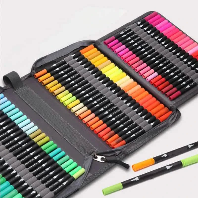 60-Pieces: Vibrant Double-Tip Brush Pens - Artist-Grade Fine & Brush Markers DailySale