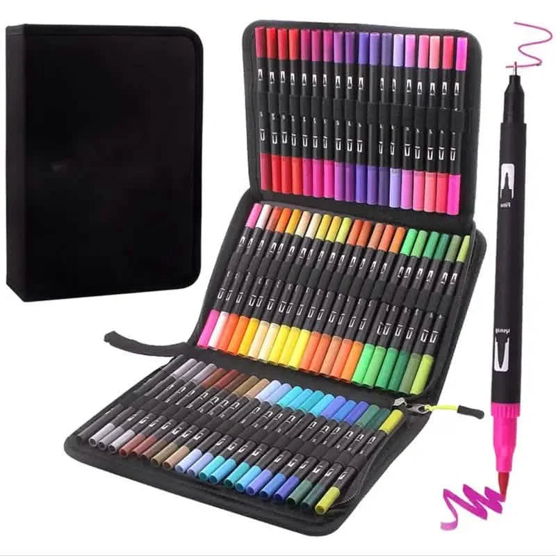 60-Pieces: Vibrant Double-Tip Brush Pens - Artist-Grade Fine & Brush Markers DailySale