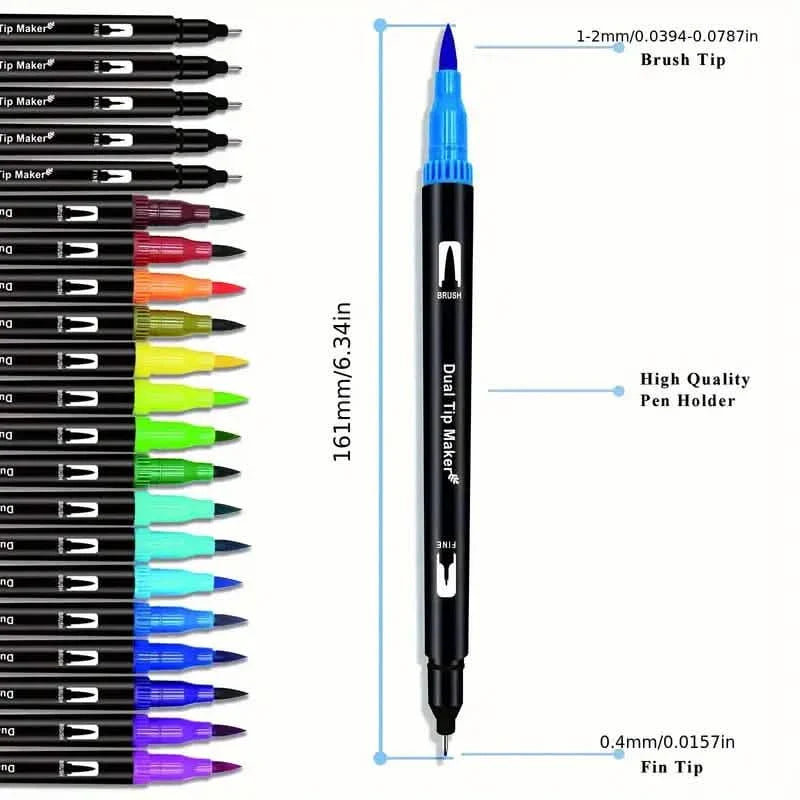 60-Pieces: Vibrant Double-Tip Brush Pens - Artist-Grade Fine & Brush Markers DailySale