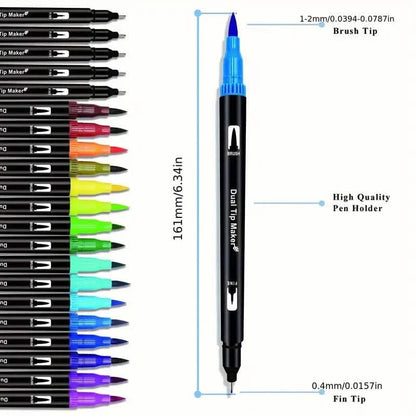 60-Pieces: Vibrant Double-Tip Brush Pens - Artist-Grade Fine & Brush Markers DailySale