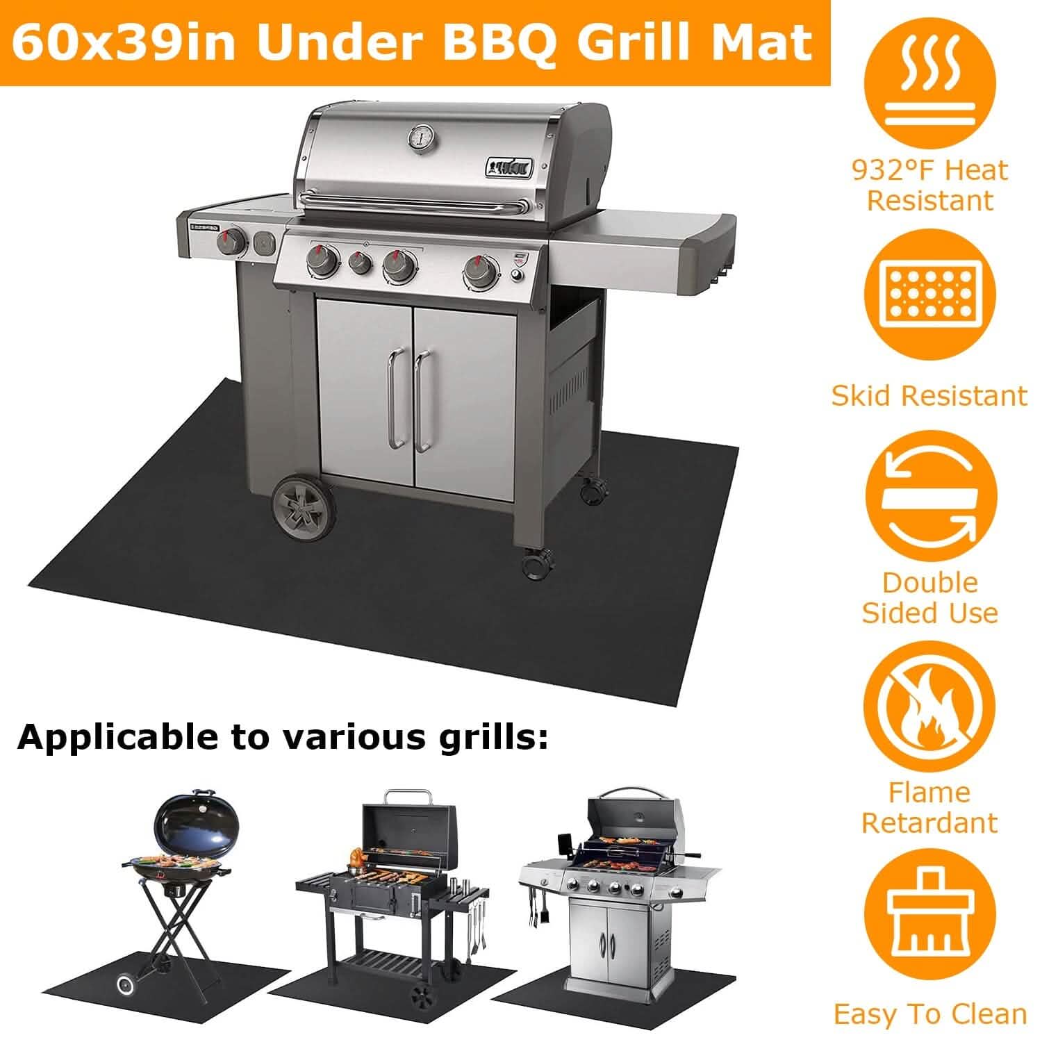 60 x 39" Under Grill Mat Folding Oil Absorbent Reusable Water Resistant DailySale