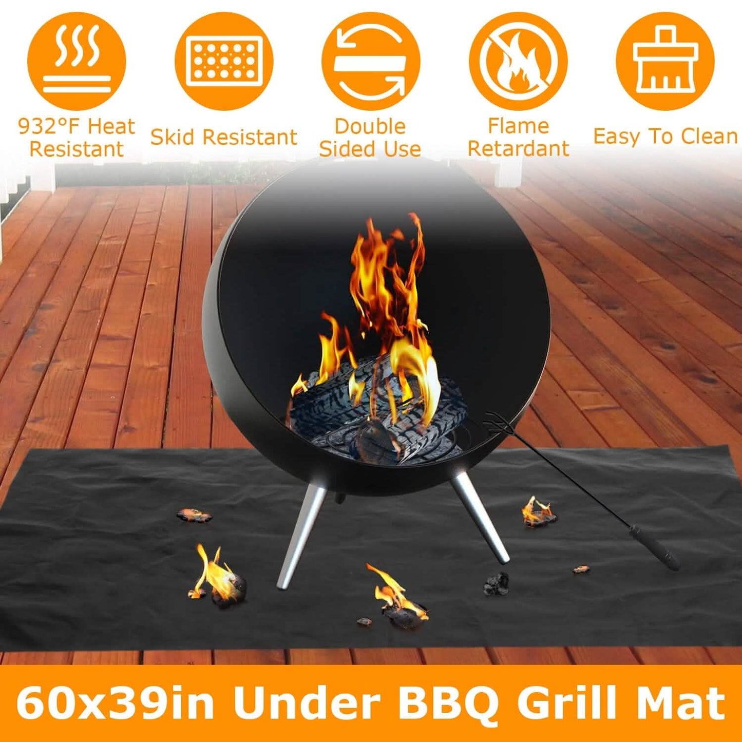 60 x 39" Under Grill Mat Folding Oil Absorbent Reusable Water Resistant DailySale