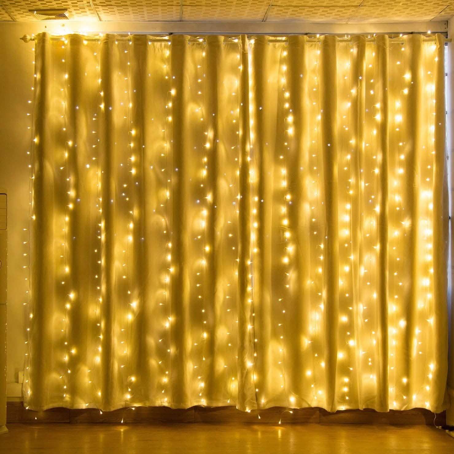 600 LED 9.8 x 19.6 FT. LED Curtain Lights with 8 Light Modes and Memory Function DailySale