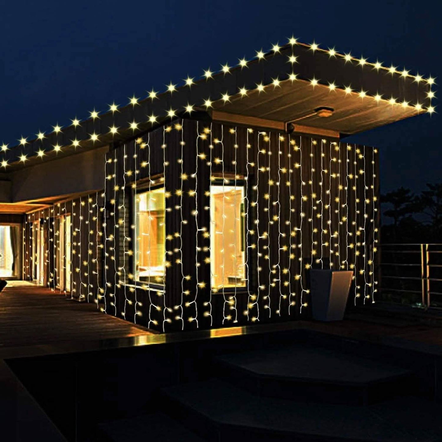 600 LED 9.8 x 19.6 FT. LED Curtain Lights with 8 Light Modes and Memory Function DailySale
