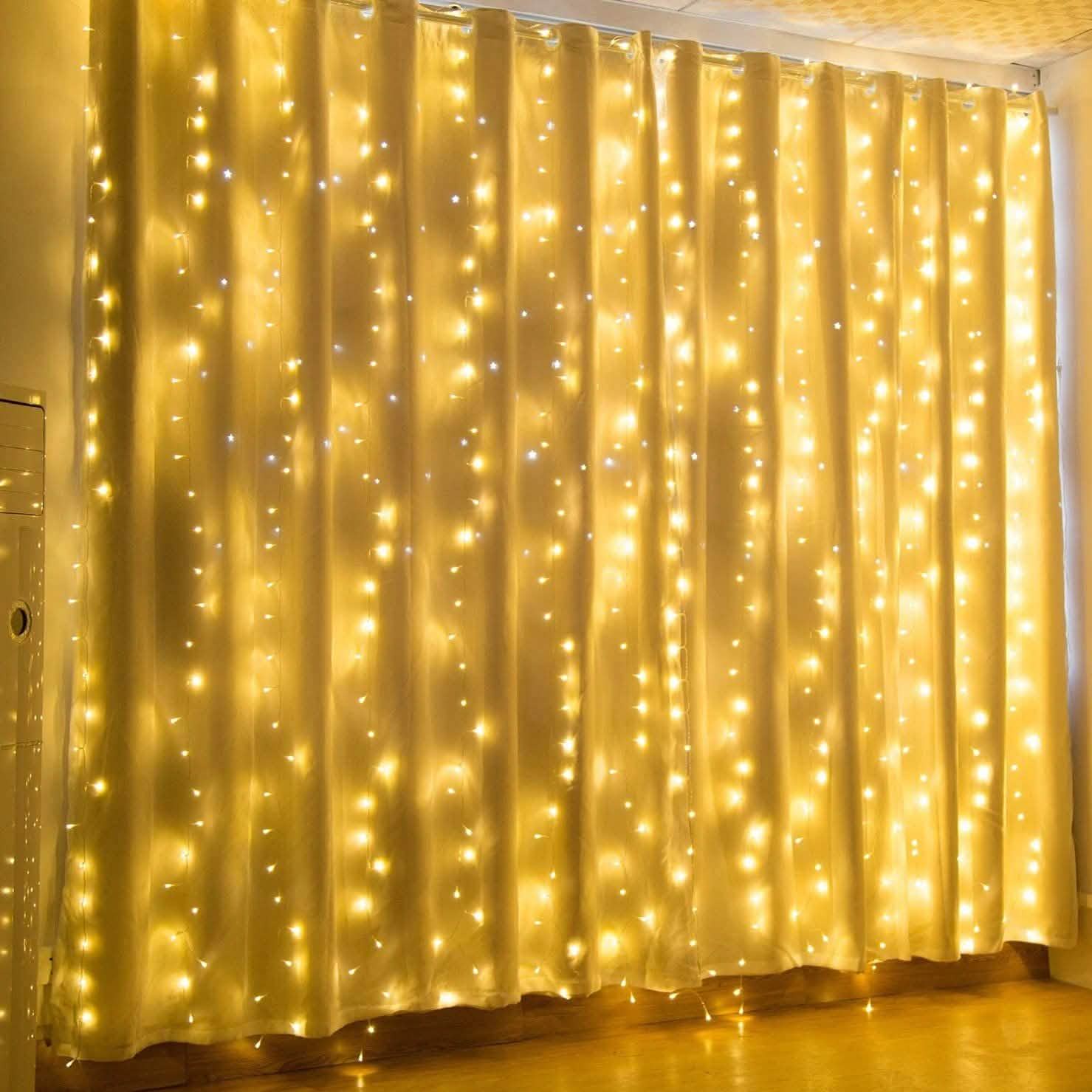 600 LED 9.8 x 19.6 FT. LED Curtain Lights with 8 Light Modes and Memory Function DailySale