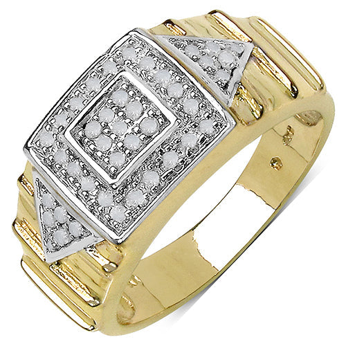 14K Yellow Gold Plated 0.21 Carat Genuine White Diamond .925 Sterling Silver Ring Bids.com