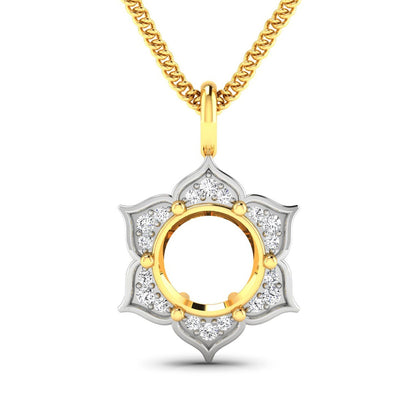 0.14 Carat Genuine White Diamond 14K Yellow Gold Semi Mount Pendant - holds 8.00mm Round Gemstone Bids.com