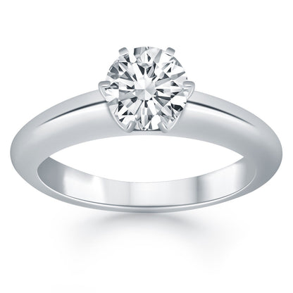 14k White Gold Solitaire Cathedral Engagement Ring Bids.com