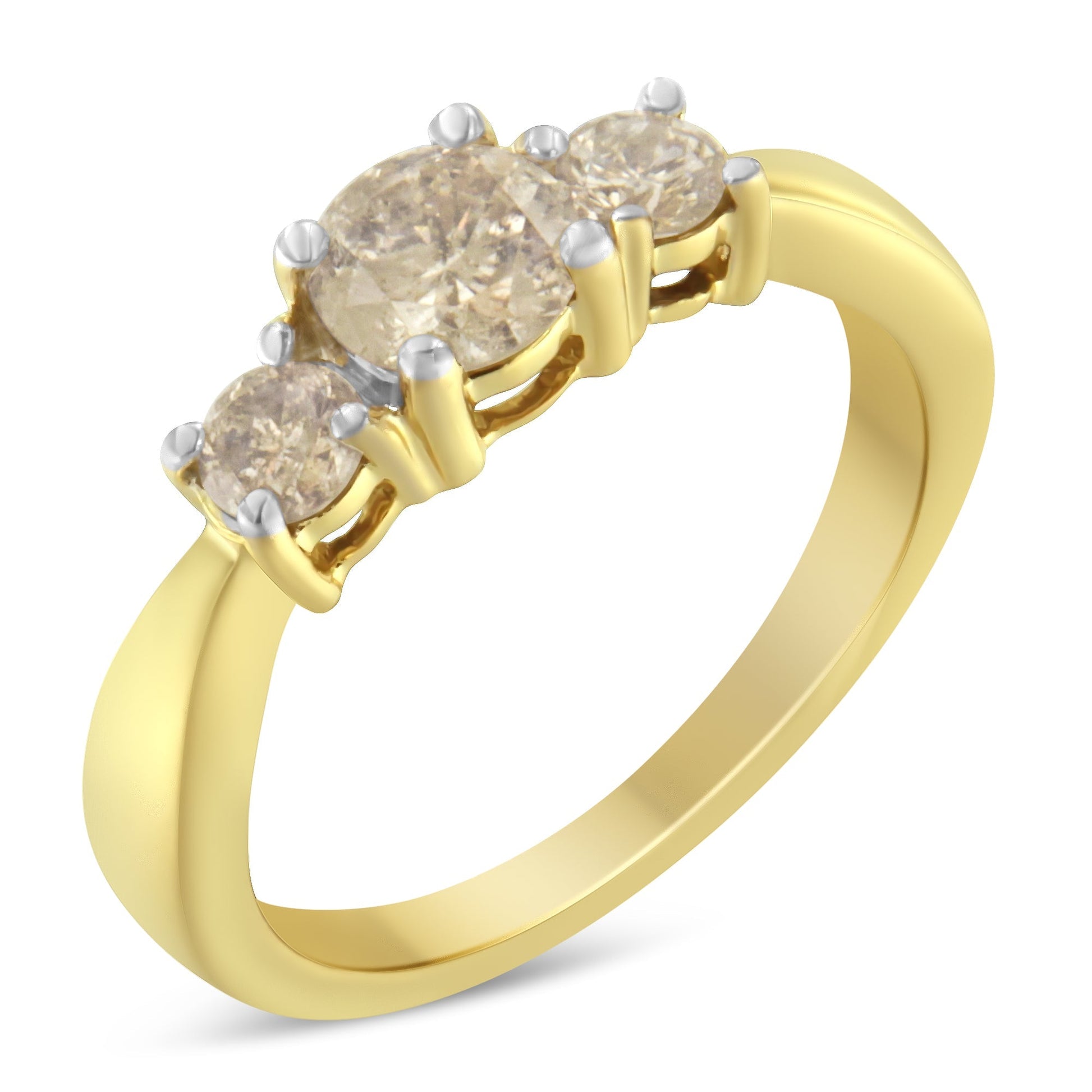 10K Yellow Gold Three Stone Diamond Band Ring (1.00 cttw, J-K Color, I2-I3 Clarity) Bids.com
