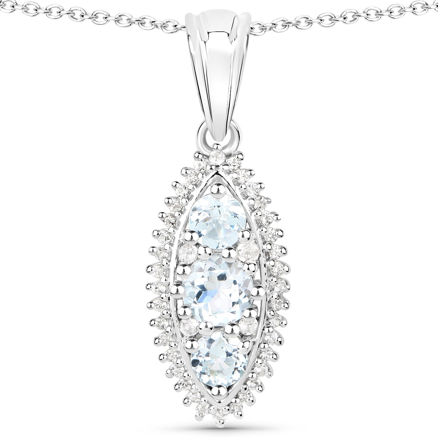 4.50 Carat Genuine Blue Topaz and White Topaz .925 Sterling Silver 3 Piece Jewelry Set (Ring, Earrings, and Pendant w/ Chain) Bids.com