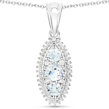 4.50 Carat Genuine Blue Topaz and White Topaz .925 Sterling Silver 3 Piece Jewelry Set (Ring, Earrings, and Pendant w/ Chain) Bids.com