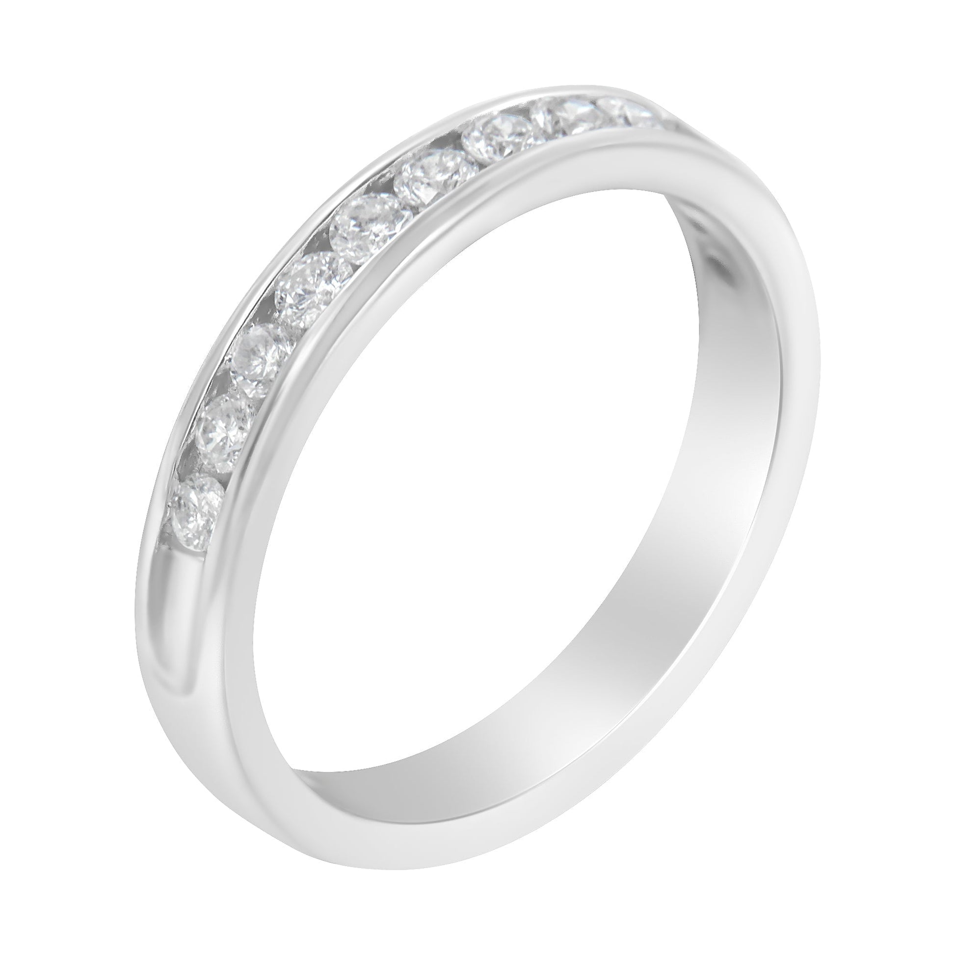 14K White Gold 1/2 cttw Diamond Band Ring (I-J Color, I2-I3 Clarity) - Size 7 Bids.com