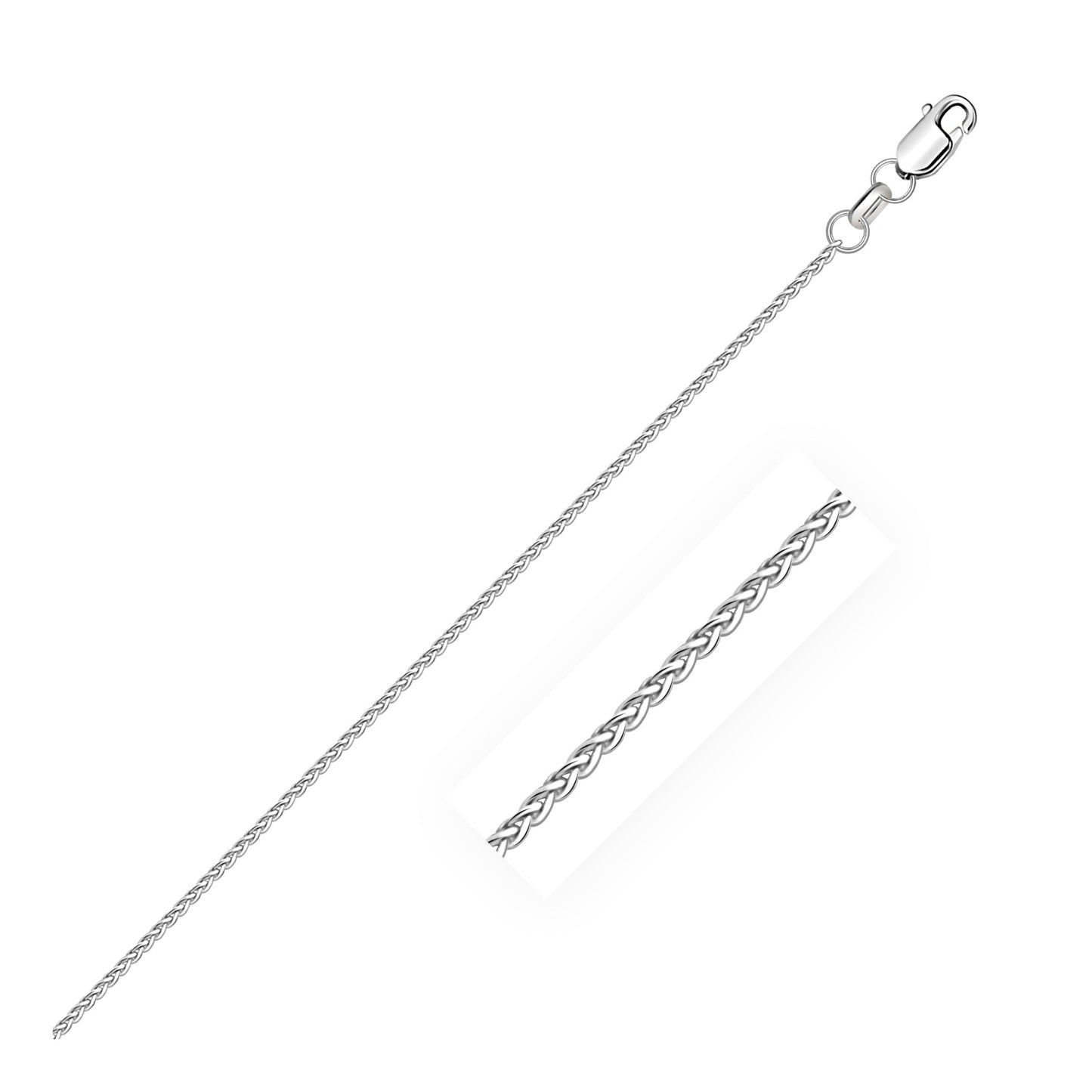 14k White Gold Diamond Cut Round Wheat Chain 1.2mm Bids.com