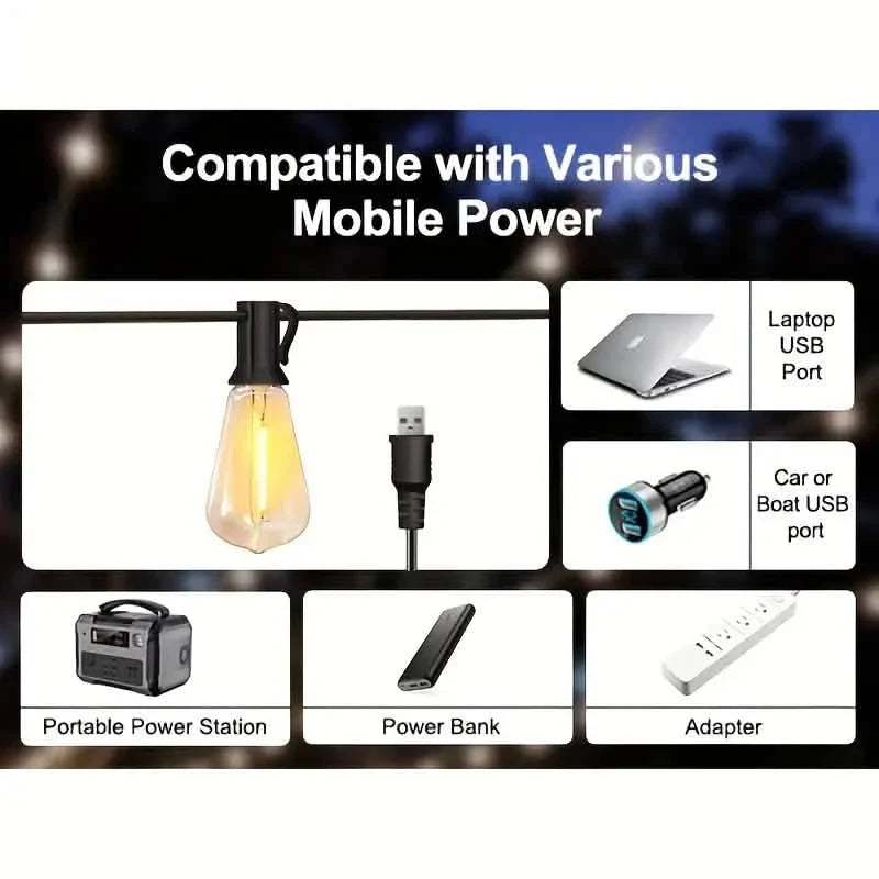 60FT Solar String Lights With USB Port & Remote Control DailySale