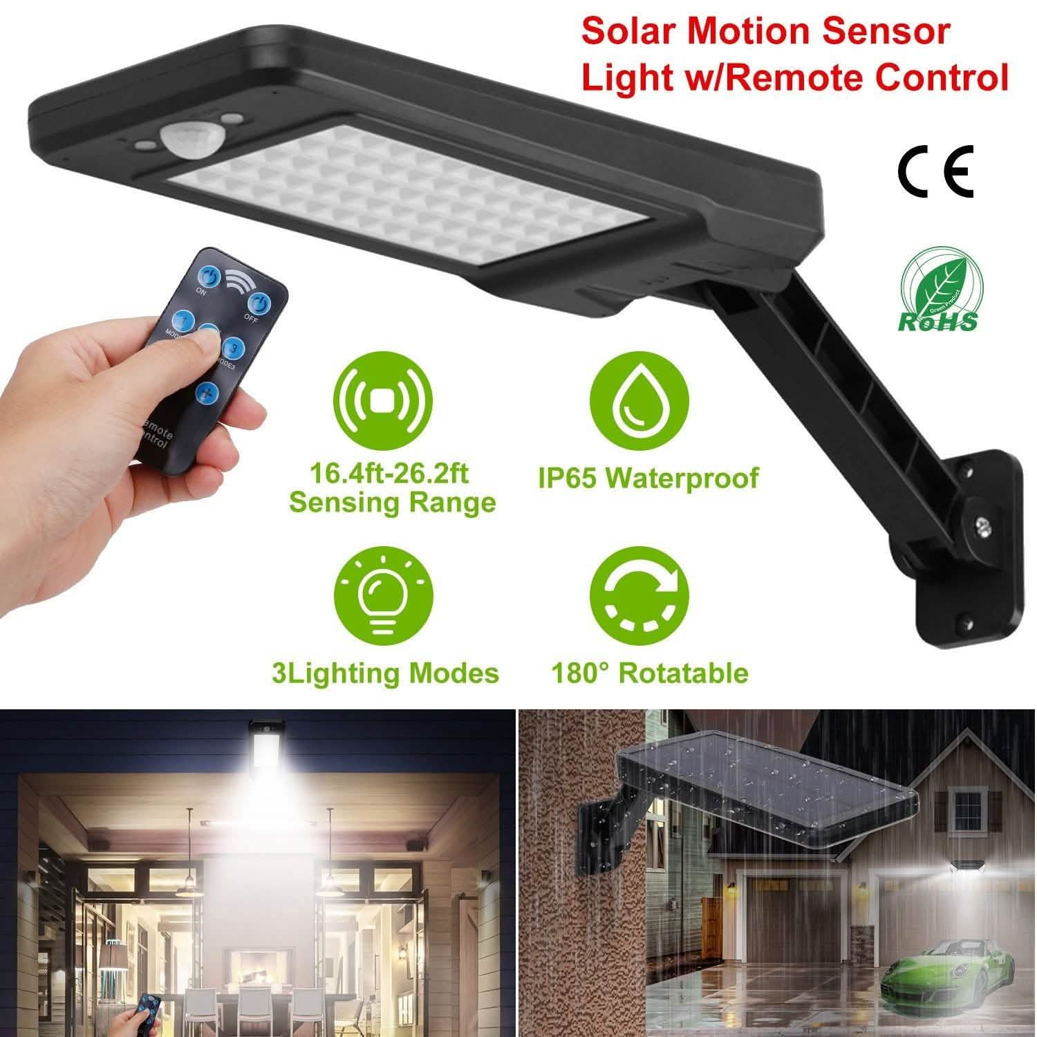 60LEDs Solar PIR Motion Sensor Remote Control Wireless Lamp DailySale