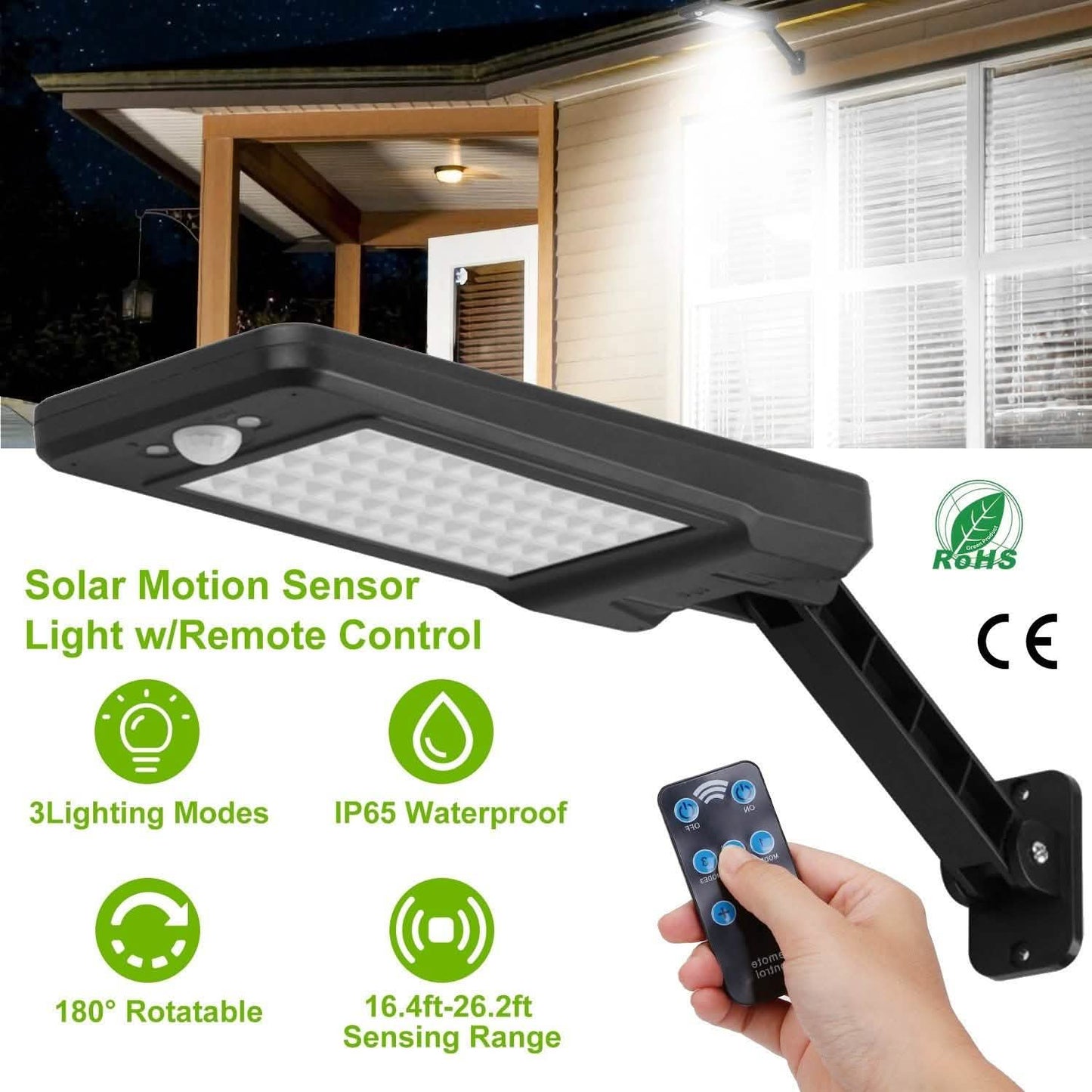 60LEDs Solar PIR Motion Sensor Remote Control Wireless Lamp DailySale