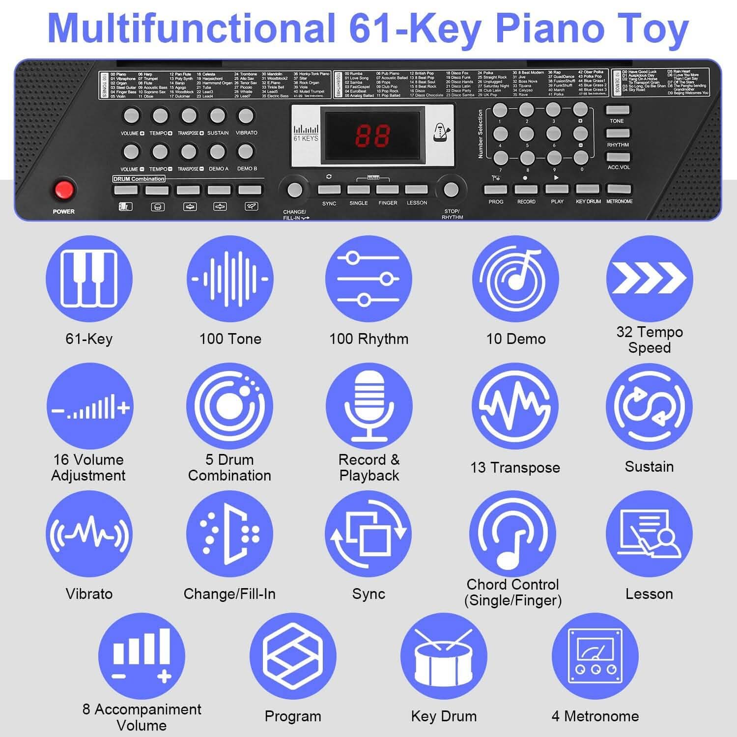61 Keys Digital Music Keyboard Electronic Piano DailySale