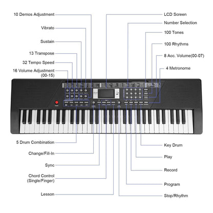 61 Keys Digital Music Keyboard Electronic Piano DailySale