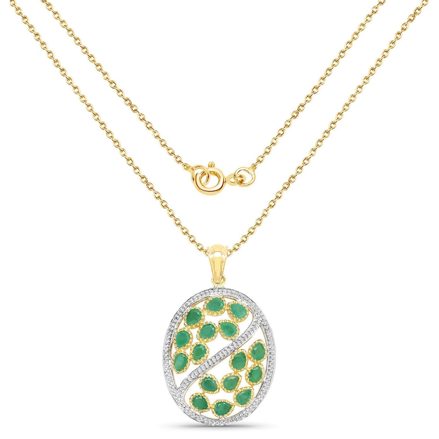 2.24 Carat Genuine Emerald .925 Sterling Silver Pendant Bids.com