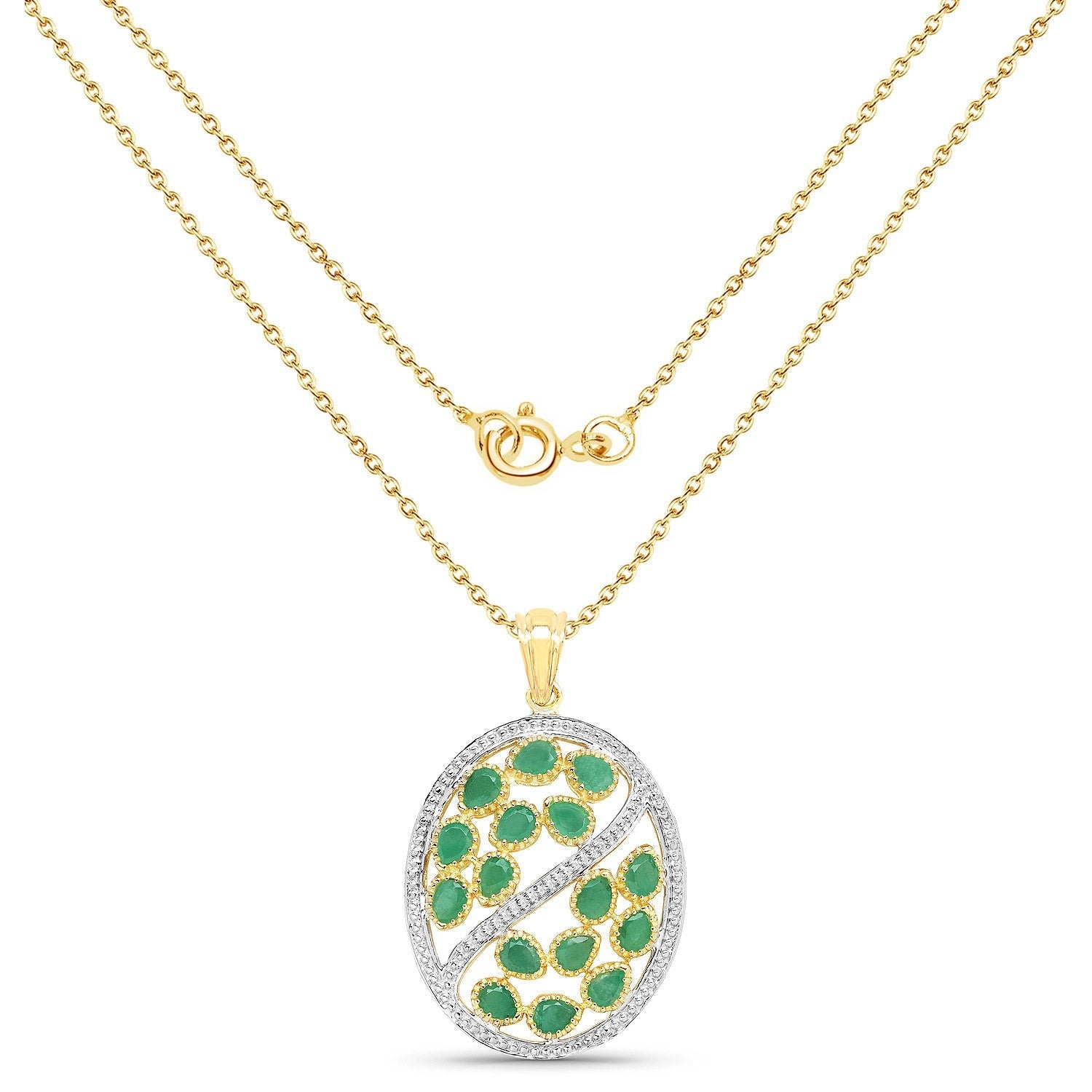 2.24 Carat Genuine Emerald .925 Sterling Silver Pendant Bids.com