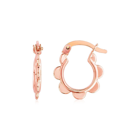 14k Rose Gold Scalloped Hoop Earrings Bids.com