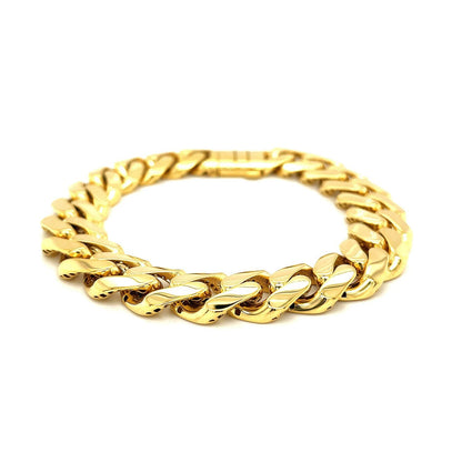 14k Yellow Gold 8 1/2 inch Wide Polished Curb Chain Bracelet Bids.com