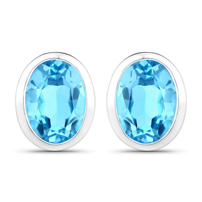 4.00 Carat Genuine Swiss Blue Topaz .925 Sterling Silver Earrings Bids.com