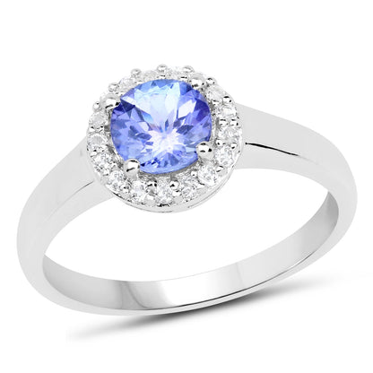 3.77 Carat Genuine Tanzanite and White Topaz .925 Sterling Silver 3 Piece Jewelry Set (Ring, Earrings, and Pendant w/ Chain) Bids.com