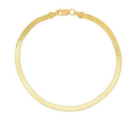 1.5mm 14k Yellow Gold Super Flex Herringbone Anklet Bids.com