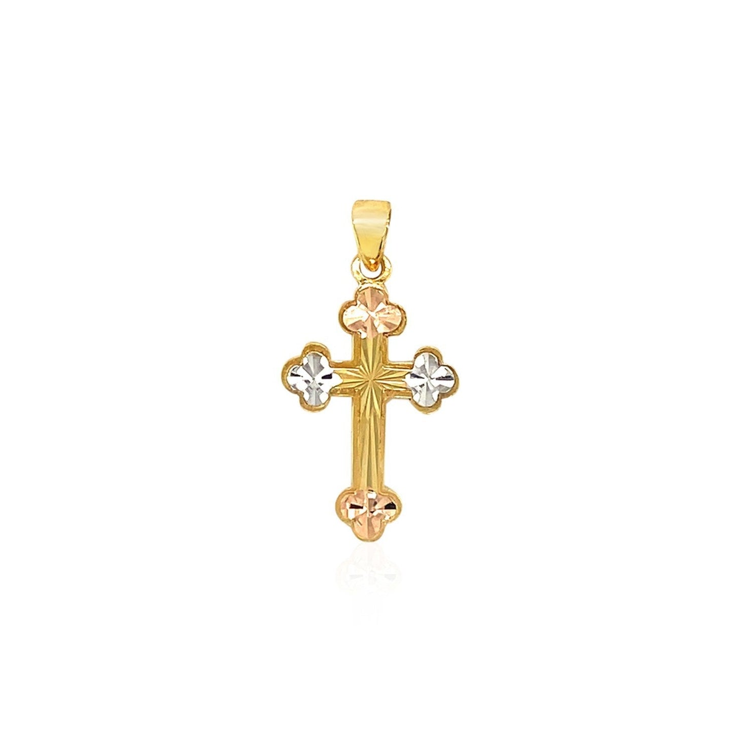 14k Tri Color Gold Cross Pendant Bids.com