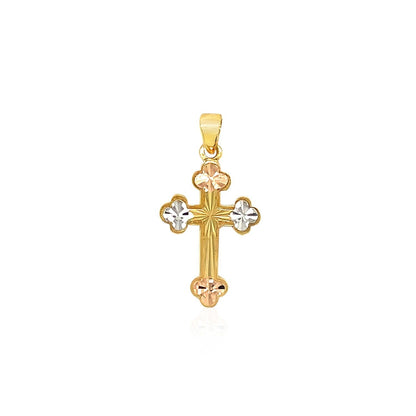 14k Tri Color Gold Cross Pendant Bids.com