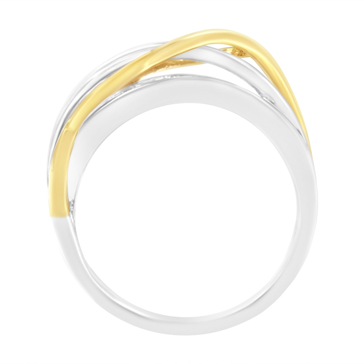 10K White and Yellow Gold 1 1/10 cttw Channel-Set Diamond Bypass Band Ring (J Color, I3 Clarity) - Size 7 Bids.com