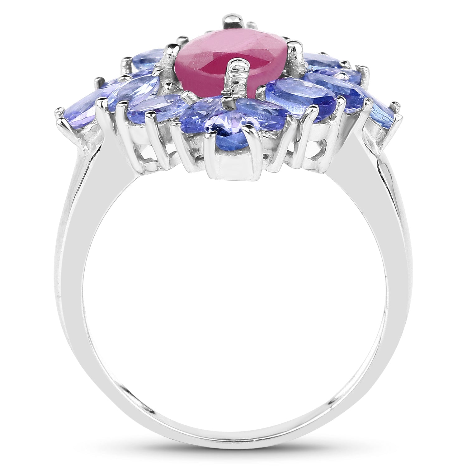 3.48 Carat Glass Filled Ruby and Tanzanite .925 Sterling Silver Ring Bids.com