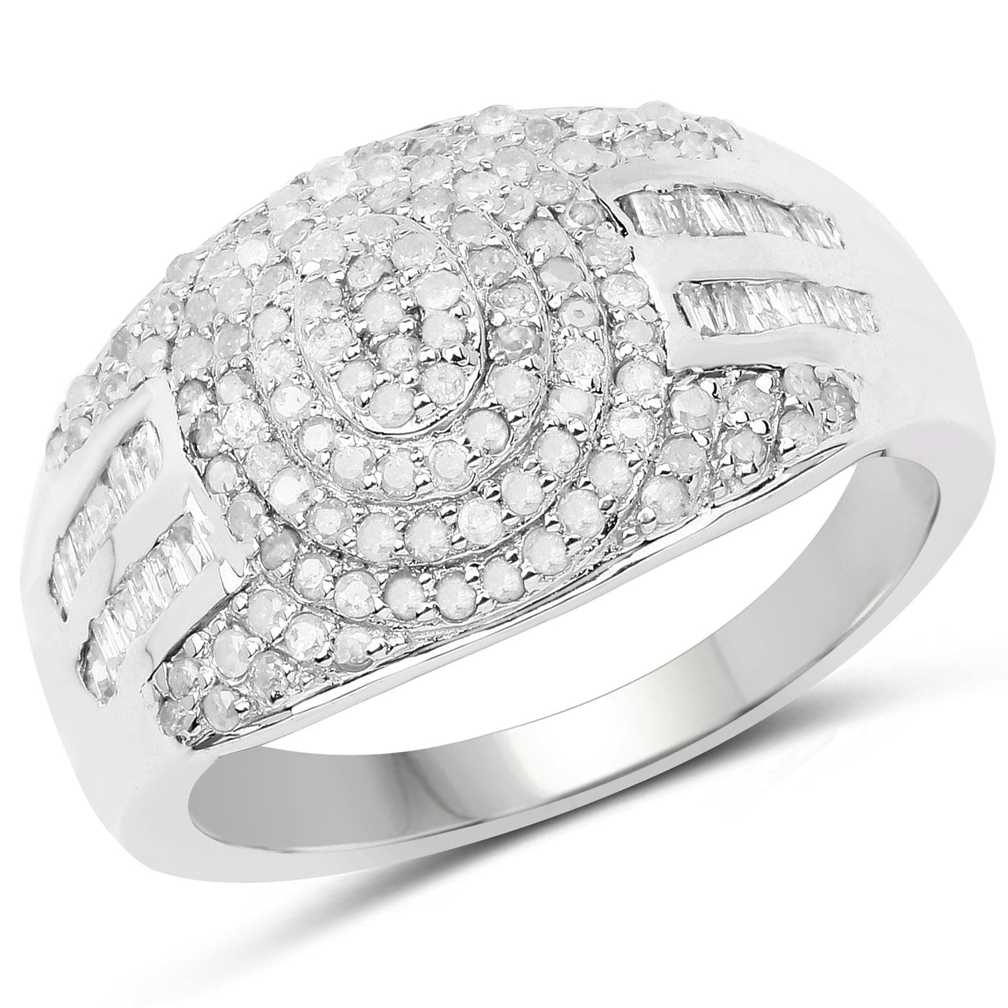 1.15 Carat Genuine White Diamond .925 Sterling Silver Ring Bids.com