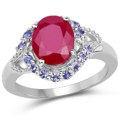 4.03 Carat Genuine Glass Filled Ruby & Tanzanite .925 Sterling Silver Ring Bids.com