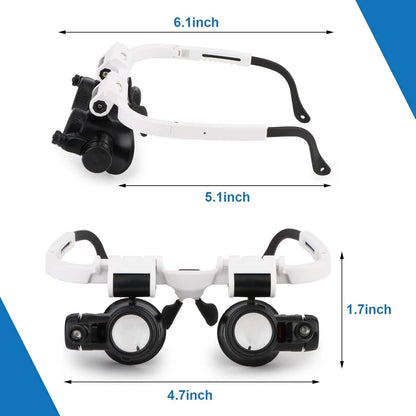 2-LED Head-Mounted Magnifier Glasses – 8x/15x/23x with Repair Light DailySale