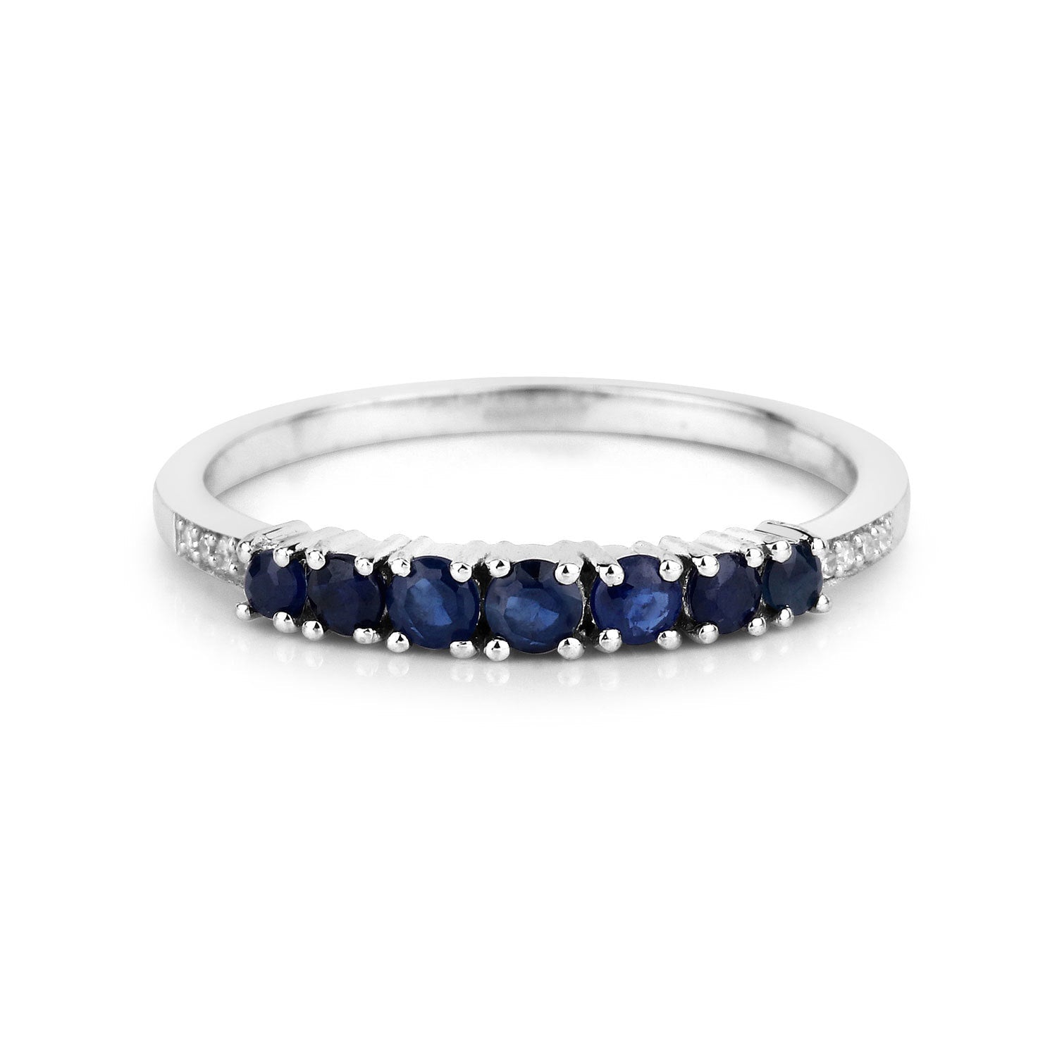 0.45 Carat Genuine Blue Sapphire and White Diamond 14K White Gold Ring Bids.com
