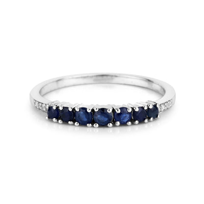 0.45 Carat Genuine Blue Sapphire and White Diamond 14K White Gold Ring Bids.com