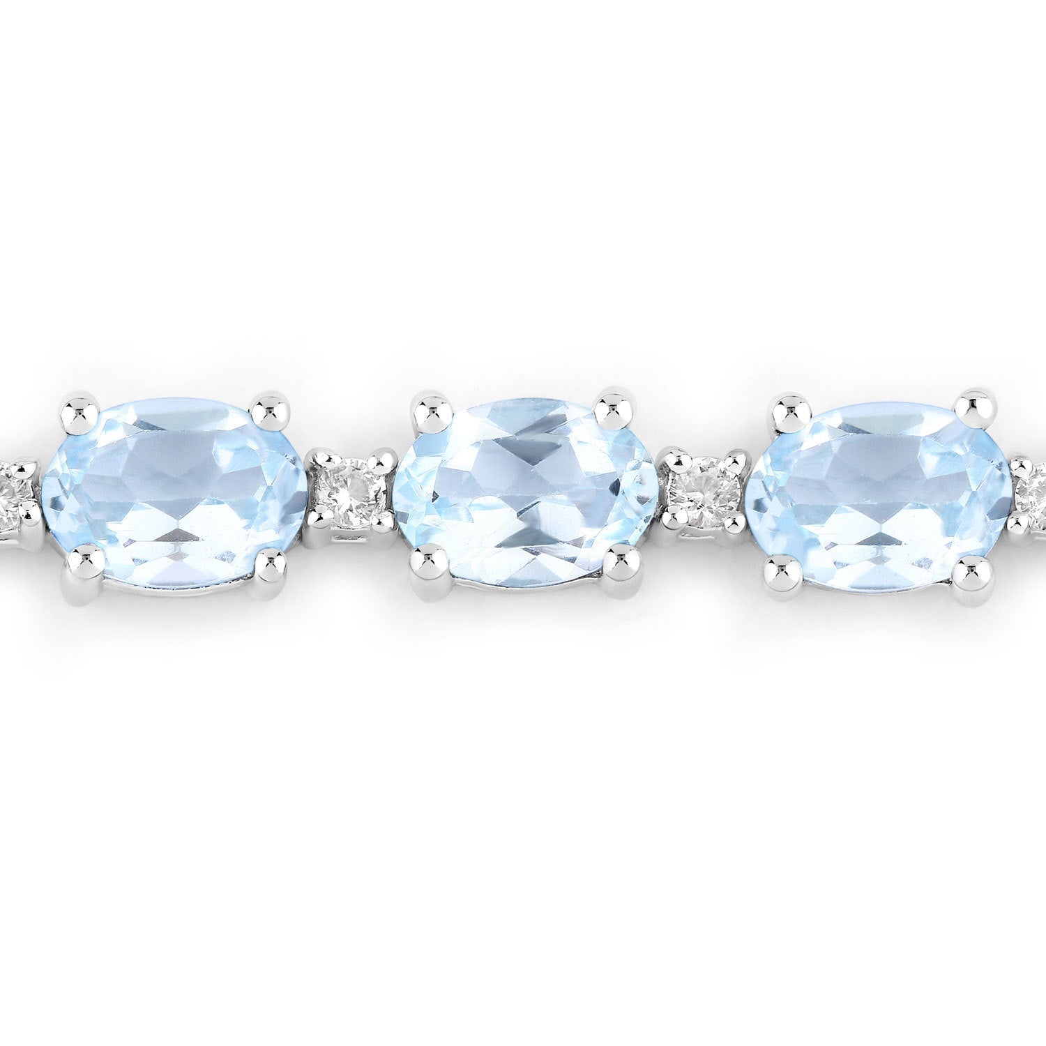 12.83 Carat Genuine Blue Topaz and White Topaz .925 Sterling Silver Bracelet Bids.com